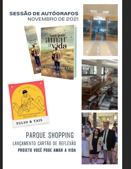 Sessão de autógrafos e cartões de reflexão no Parque Shopping em 2021